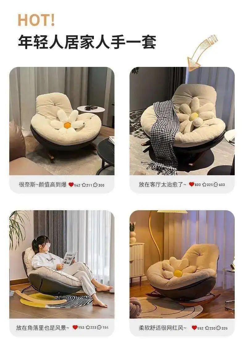 Nordic Style Single Rocking Chair Lazy Sofa Balcony Living Room Bedroom Leisure Can Lie Can Sleep Luxury Eggshell Penguin Chair