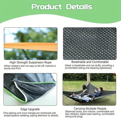 Large Outdoor Hammock，Breathable Triangular Casual Mesh Bed，Outdoor Camping Patio Tent Mat