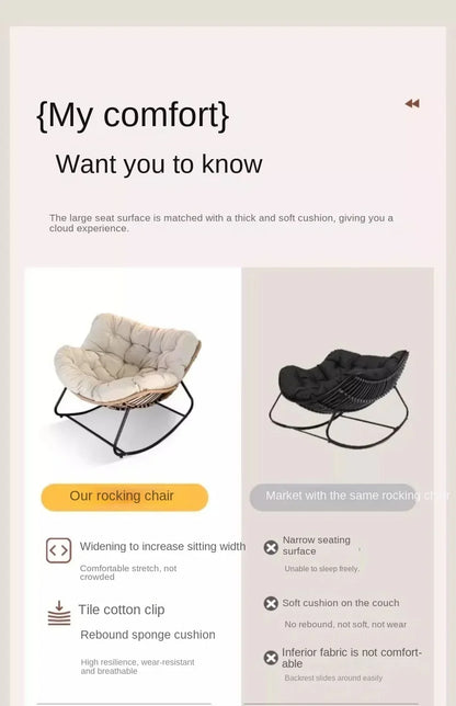 Internet Celebrity Rocking Chair Household Living Room Rattan Recliner Small Apartment Lunch Break Balcony Adult Rocking Chair