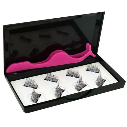 8Pcs 2 Magnet False Eyelashes Invisible Natural Magnetic Lashes Makeup 3D Faux Mink Eyelash with Tweezer Magnet Eye Lashes Thick