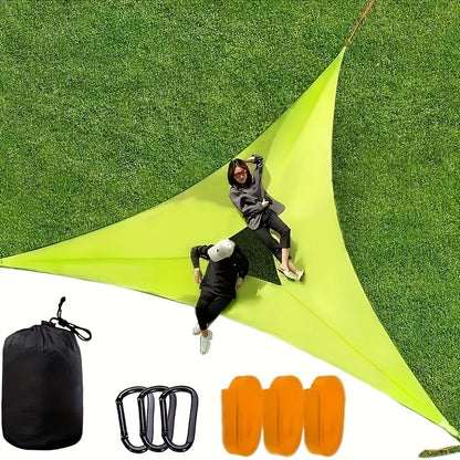 Large Outdoor Hammock，Breathable Triangular Casual Mesh Bed，Outdoor Camping Patio Tent Mat