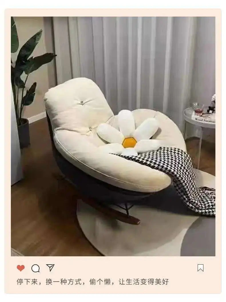 Nordic Style Single Rocking Chair Lazy Sofa Balcony Living Room Bedroom Leisure Can Lie Can Sleep Luxury Eggshell Penguin Chair
