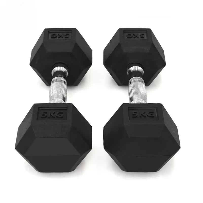 Customizable 2.5-50 Kg Hexagonal Dumbbell Set with Bracket, High-quality Rubber Coated Hex Dumbbells