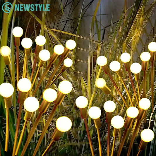 LED Firefly Light Warm White RGB Solar Powered Swaying Lights Outdoor Waterproof Fairy Garden Light for Yard Patio Decoration