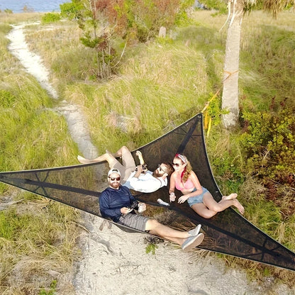 Large Outdoor Hammock，Breathable Triangular Casual Mesh Bed，Outdoor Camping Patio Tent Mat