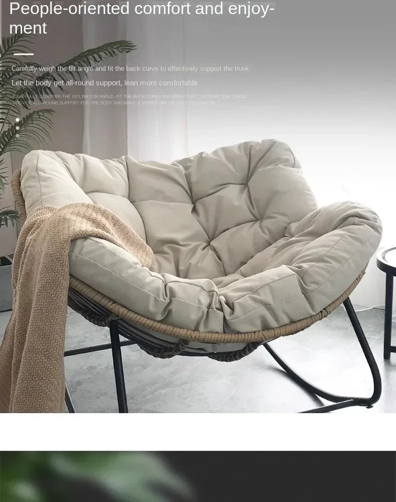 Internet Celebrity Rocking Chair Household Living Room Rattan Recliner Small Apartment Lunch Break Balcony Adult Rocking Chair