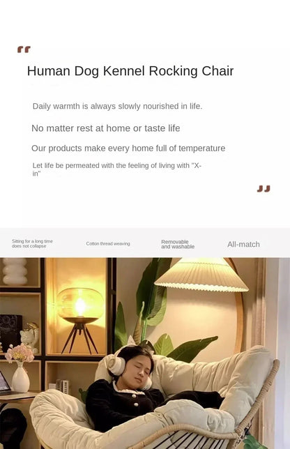 Internet Celebrity Rocking Chair Household Living Room Rattan Recliner Small Apartment Lunch Break Balcony Adult Rocking Chair