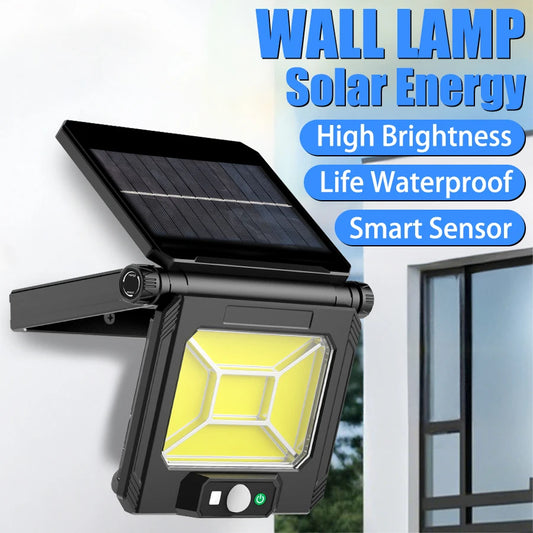 LED Solar Flood Lights Outdoor Portable Camping Light 3 Mode Waterproof Motion Sensor Solar Security Work Light Yard Garden