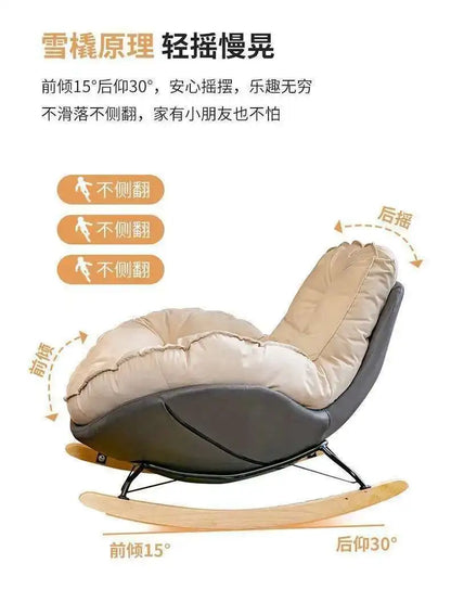 Nordic Style Single Rocking Chair Lazy Sofa Balcony Living Room Bedroom Leisure Can Lie Can Sleep Luxury Eggshell Penguin Chair