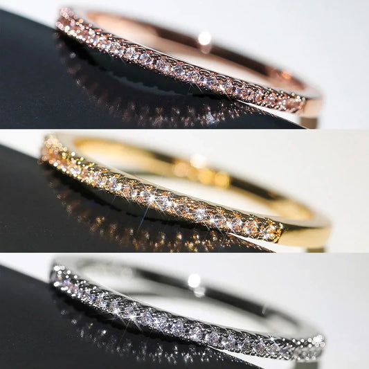 New 2025 Minimalist Thin Rings for Women Wedding Brilliant Cubic Zircon High Quality Versatile Female Finger Ring Jewelry