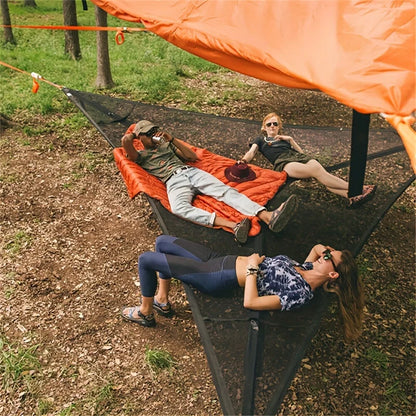 Large Outdoor Hammock，Breathable Triangular Casual Mesh Bed，Outdoor Camping Patio Tent Mat