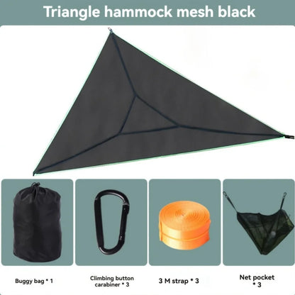 Large Outdoor Hammock，Breathable Triangular Casual Mesh Bed，Outdoor Camping Patio Tent Mat