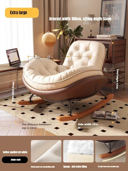 Lazy Sofa Rocking Chair Reclining Sleepable Bedroom Single Recliner Home Balcony Leisure Chair Tatami Seat  Floor Chair