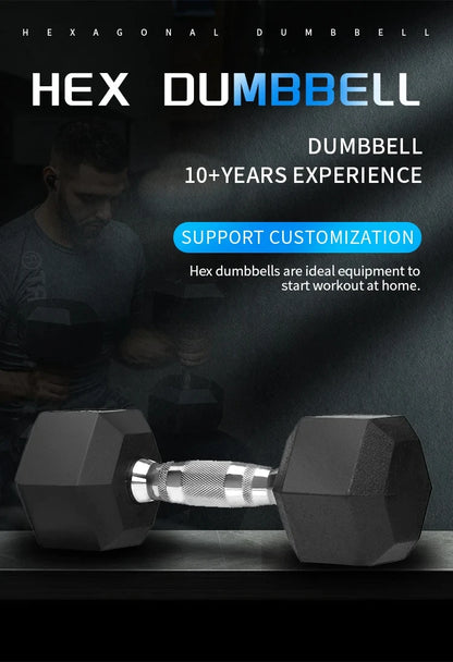 Customizable 2.5-50 Kg Hexagonal Dumbbell Set with Bracket, High-quality Rubber Coated Hex Dumbbells