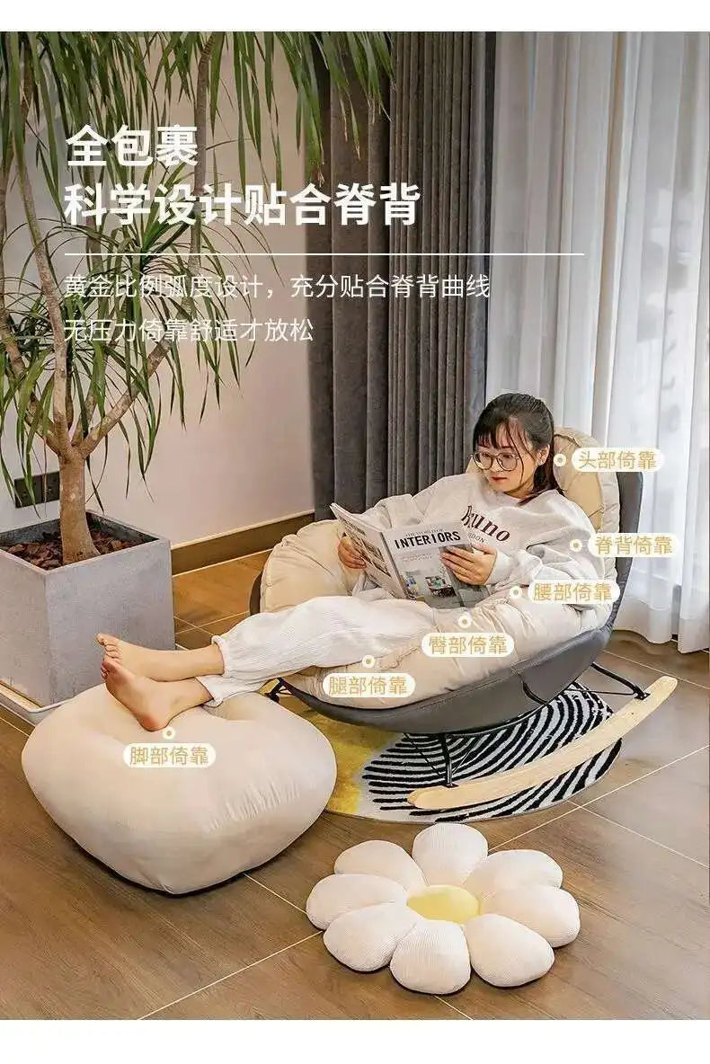 Nordic Style Single Rocking Chair Lazy Sofa Balcony Living Room Bedroom Leisure Can Lie Can Sleep Luxury Eggshell Penguin Chair
