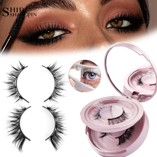 2 pairs Reusable Magnetic Eyelashes Natural Curler Eyelash Extension Tweezers Set Easy to use Glue Free False 3D Mink Eyelashes