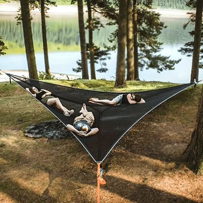 Large Outdoor Hammock，Breathable Triangular Casual Mesh Bed，Outdoor Camping Patio Tent Mat