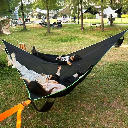 Large Outdoor Hammock，Breathable Triangular Casual Mesh Bed，Outdoor Camping Patio Tent Mat